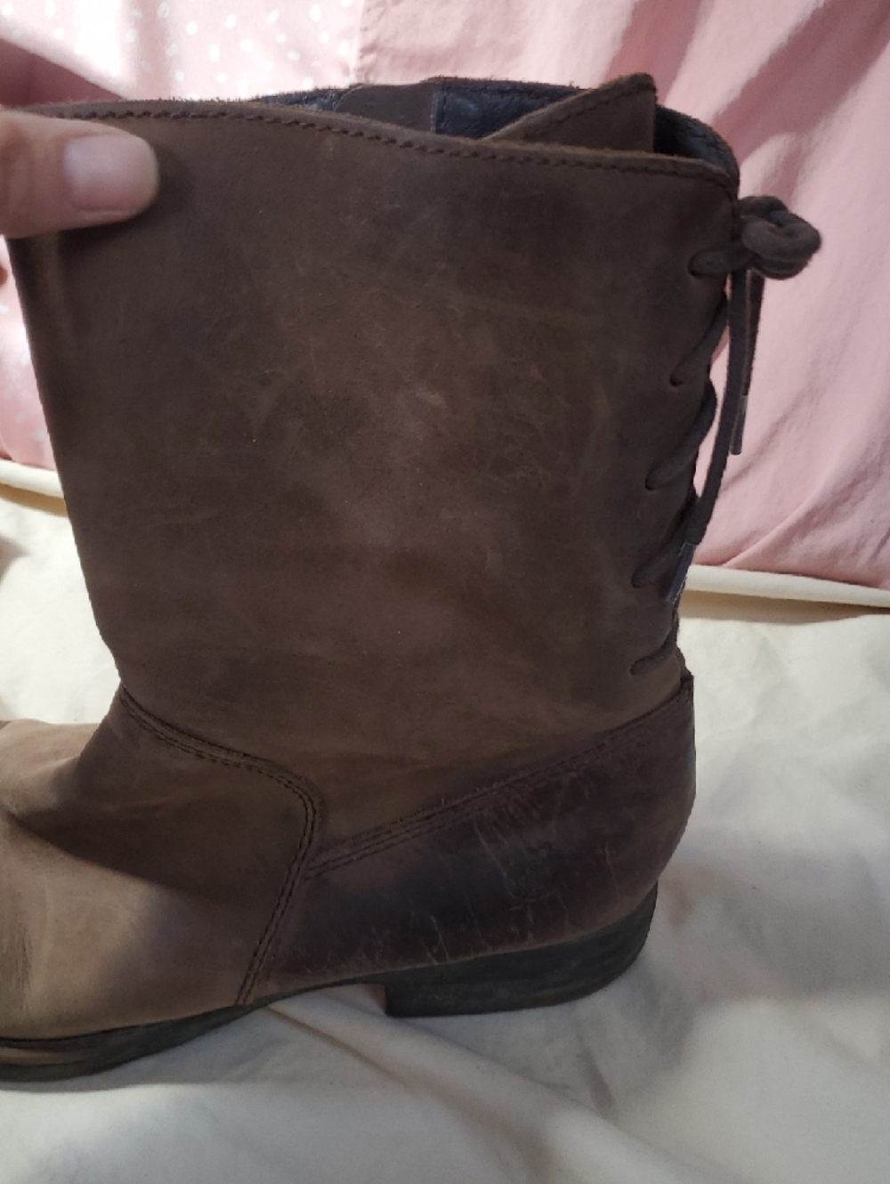 Womens 8 Born Brown Lace-Up Side-Zip Leather Boots - Picture 12 of 14